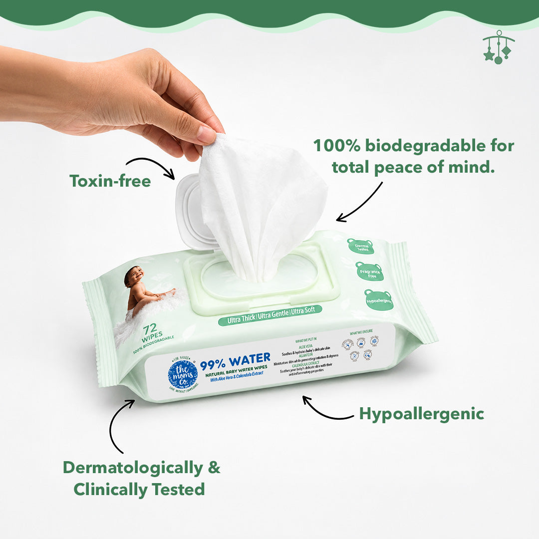 Natural Baby Water Wipes - Pack of 6