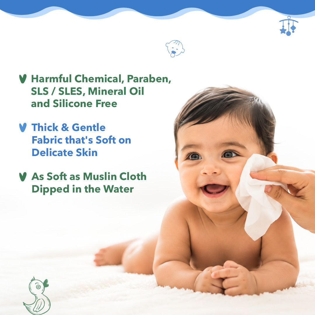 Natural Baby Water Wipes - Pack of 6