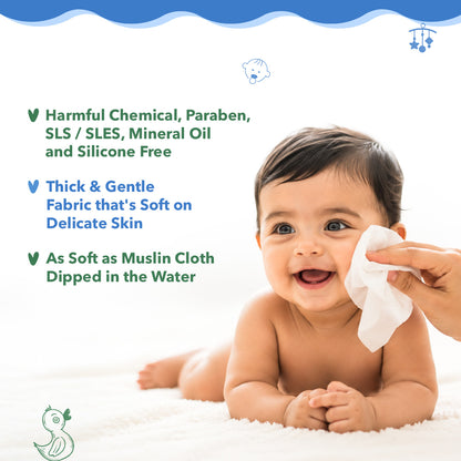 Natural Baby Water Wipes - Pack of 6
