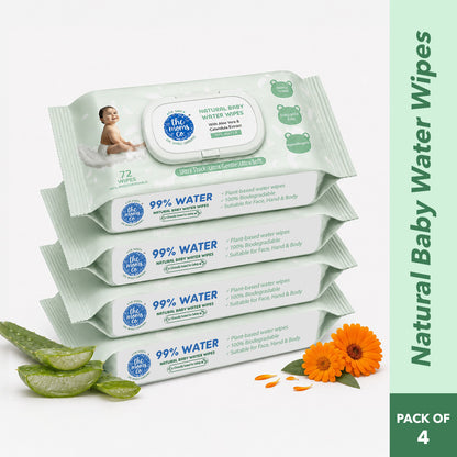 Natural Baby Water Wipes - Pack of 4