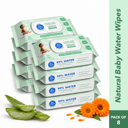 Natural Baby Water Wipes - 8 Packs
